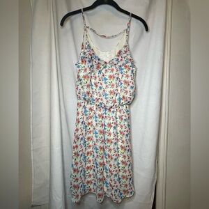 Juniors LUSH Floral Ruffle White w/ Floral Spaghetti Strap Tank Top Dress Size M